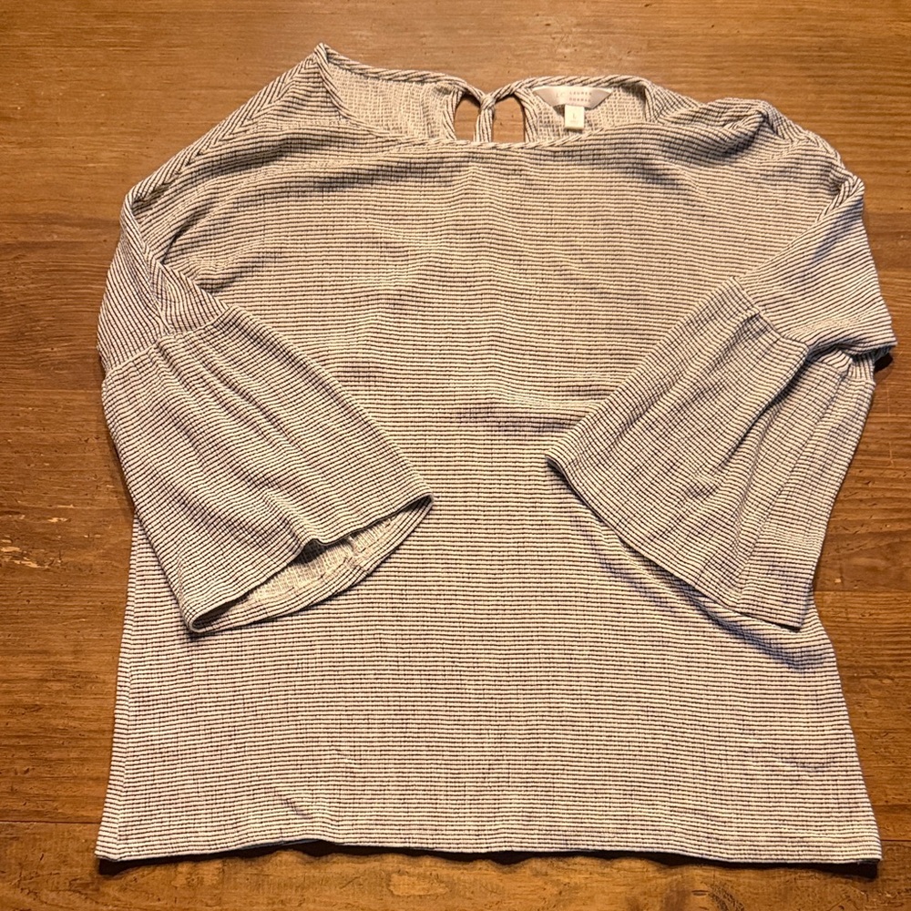 LC Lauren Conrad Striped Blouse with Bell Sleeves